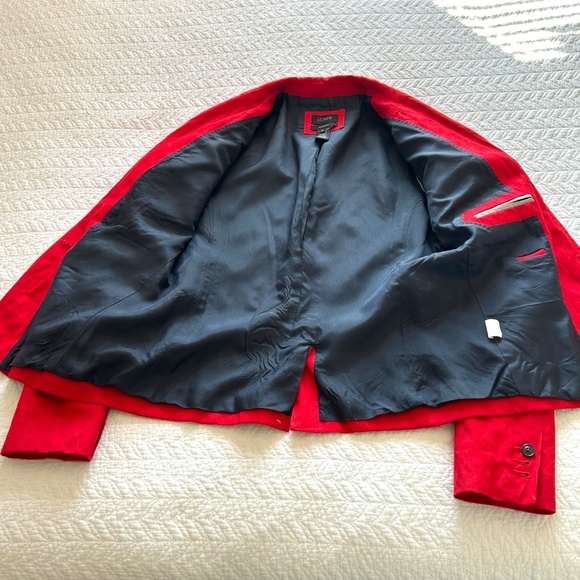 J Crew Schoolboy Blazer Red Sz 6 Tall 38985 Rayon Metallic Herringbone - Picture 9 of 15